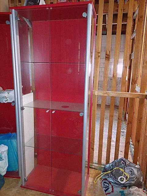 Glasvitrine aus Holz und Glas