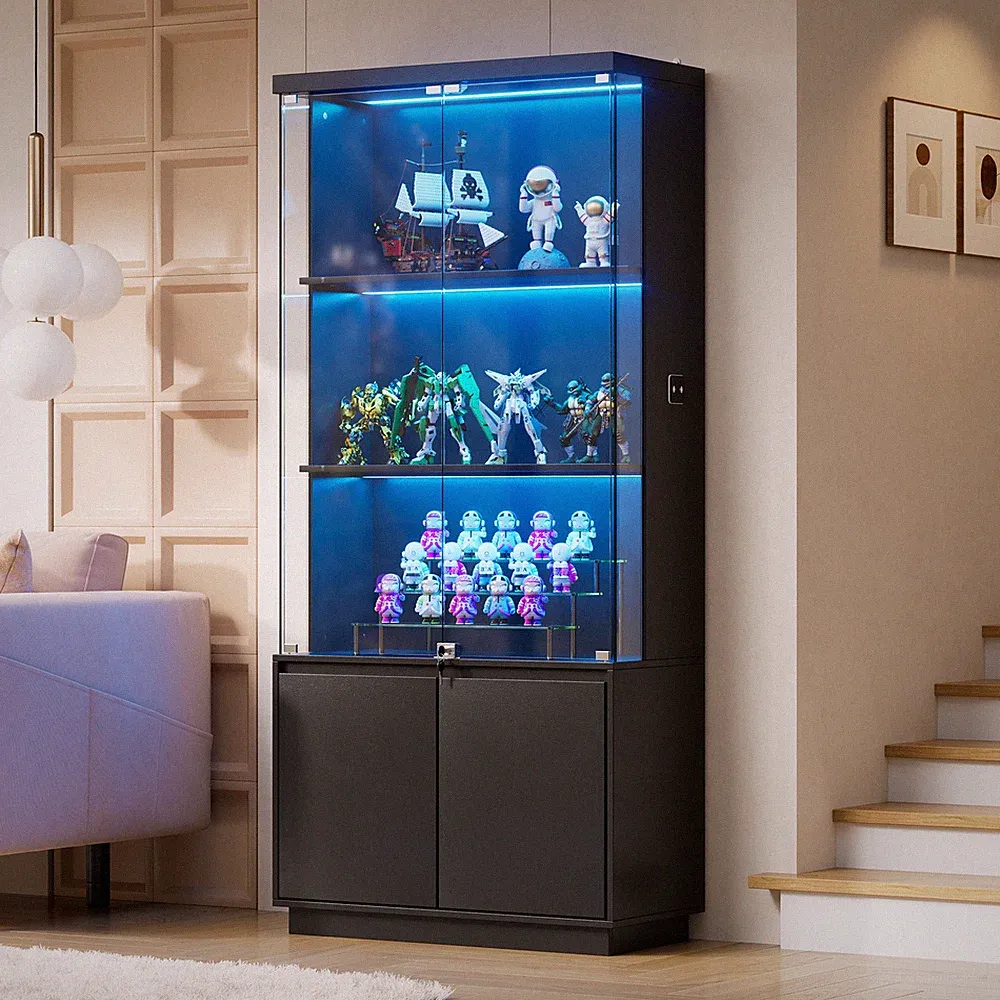 Glasvitrine Glasvitrinen mit LED beleuchtung und menschlicher Sensor,75x38x180cm