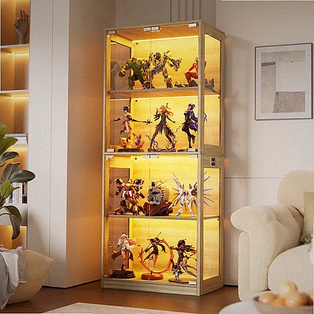 Glasvitrine LED Standvitrine mit Intelligente Sensorik und Pop-up-Design 4-Lagen