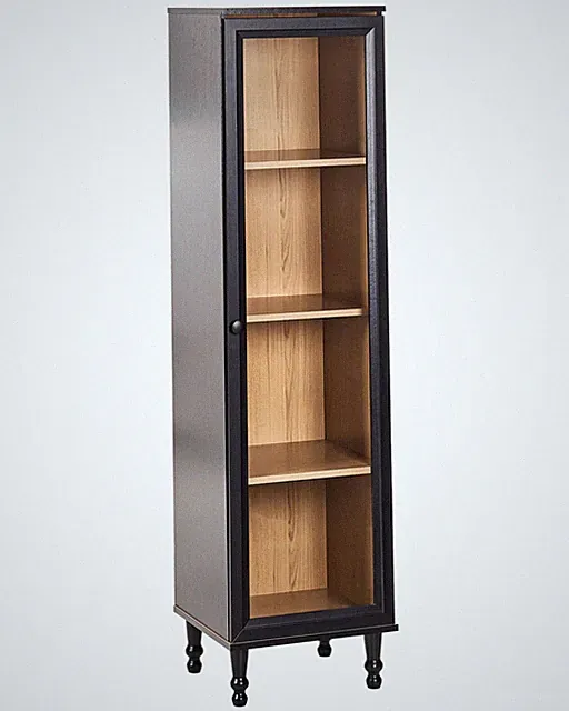 Glasvitrine mit 4 Fächern schwarz / heller Holzfarbton 40 cm breit Tingledale