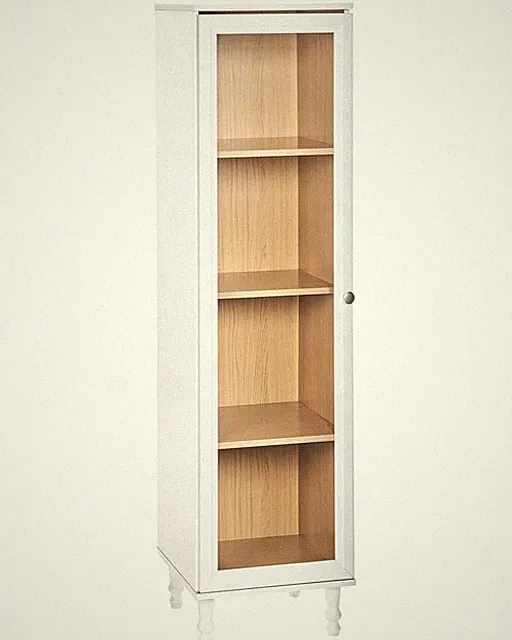 Glasvitrine mit 4 Fächern weiß / heller Holzfarbton 40 cm breit Tingledale