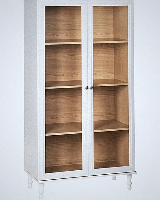 Glasvitrine mit 4 Fächern weiß / heller Holzfarbton 80 cm breit Tingledale