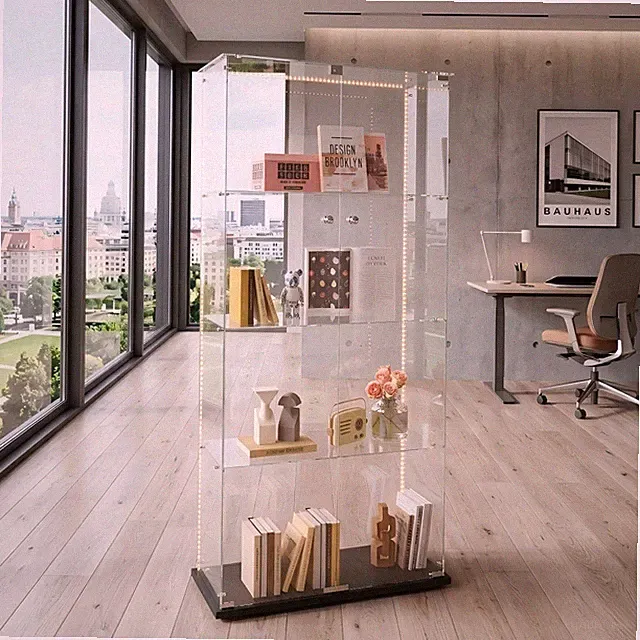 Glasvitrine mit LED Sammlervitrine Standvitrine Messevitrine Ausstellungsvitrine