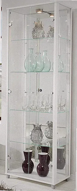 Glasvitrine Sammlervitrine Vitrine Glas Ausstellungsvitrine Spiegel LED-Spot
