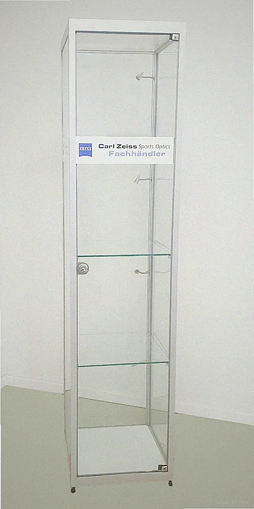 Glasvitrine Silber 44 x 184 x 44 cm ( BxHxT ) Ladenmöbel / Schaufenster