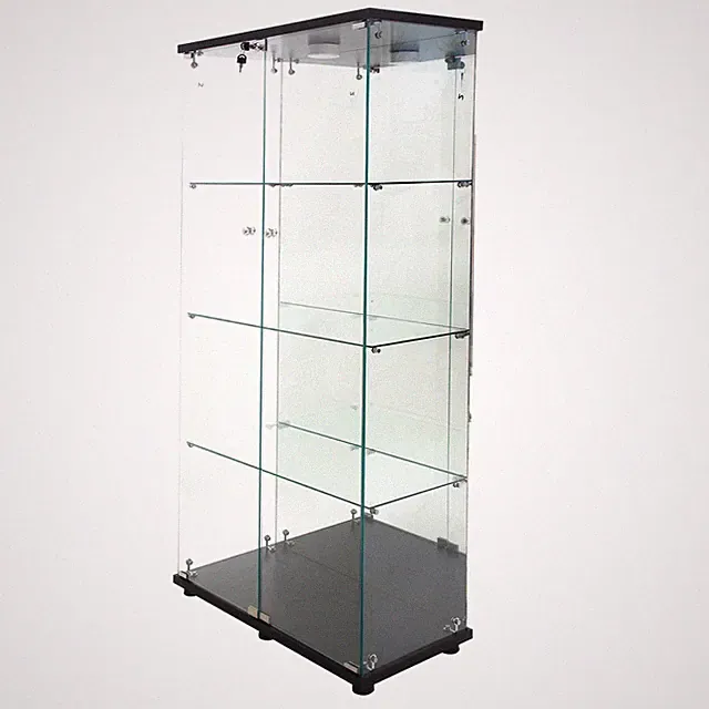 Glasvitrine Standvitrine 164x80x36 cm mit LED Regal Schrank ESG Sammlervitrine