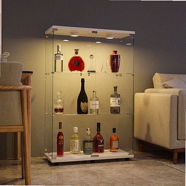 Glasvitrine Standvitrine in Weiß Vitrinenschrank mit Glastür, 5 mm Gehärtete...