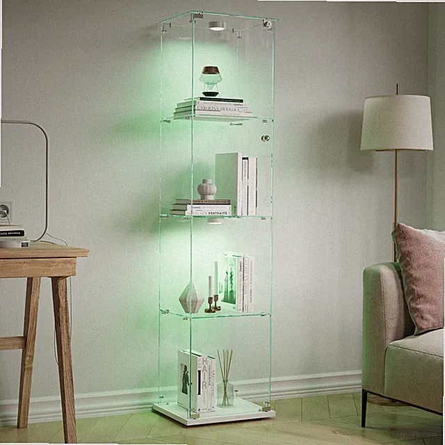 Glasvitrine Standvitrine mit LED,für Sammlung Vitrine mit 4-Lagen Sammlervitrine