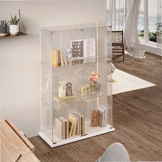 Glasvitrine Standvitrine mit LED Sammlervitrine Glastüren VitrineVitrinenschrank