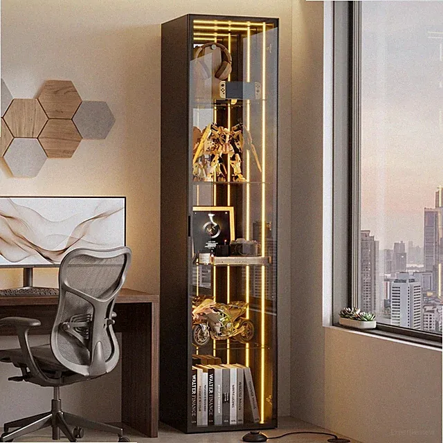 Glasvitrine Standvitrine mit LED Vitrine für Sammlung Sammlervitrine mit 5-Lagen