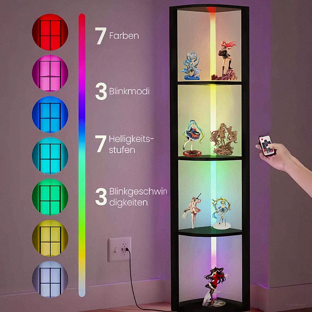 Glasvitrine Standvitrine Vitrinenschrank Sammlervitrine Einzelvitrine 5-Lagen DE