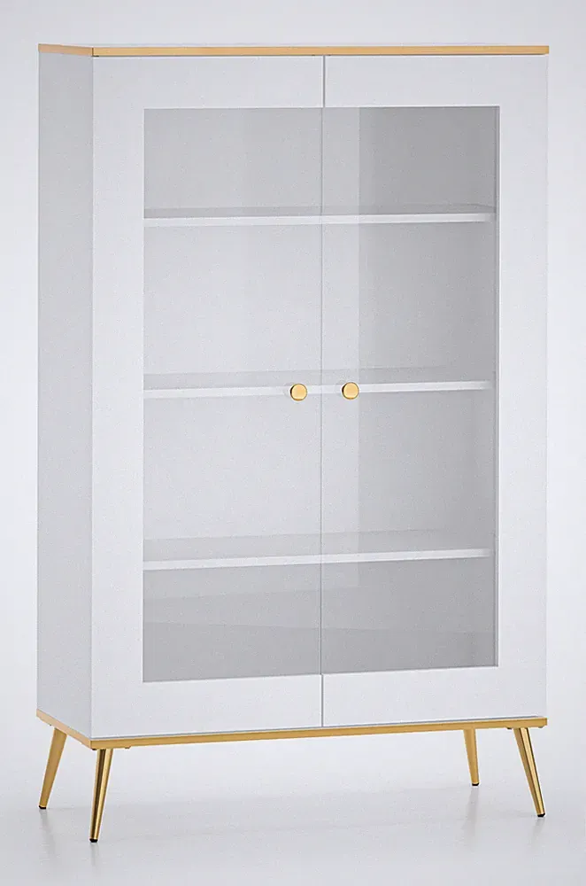 Glasvitrine Viterbo Standvitrine 92x40x152cm Alpinweiß 2-türig