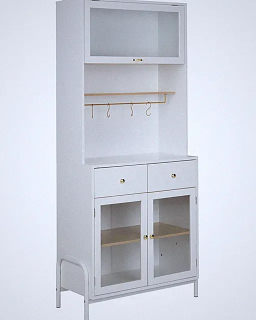 Glasvitrine weiß 180 cm 3 Türen 2 Schubladen Parlin
