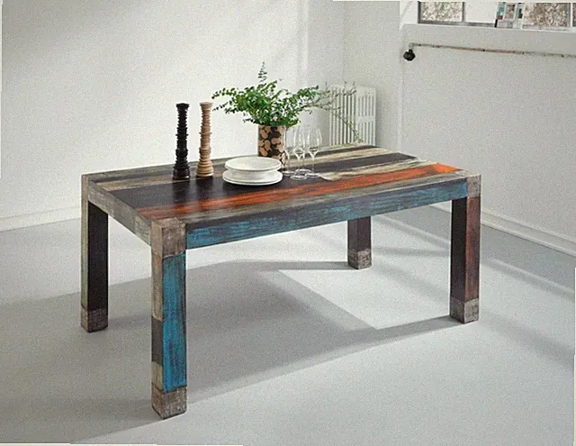 GOA Esstisch BIG 160x100 cm orientalisch Shabby Holz/Metall Chic WOLF MÖBEL