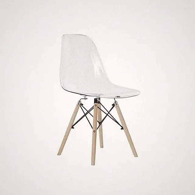 GORICA SET 4 PARIS Moderne Stühle Metallgestell Holzbeine Transparent