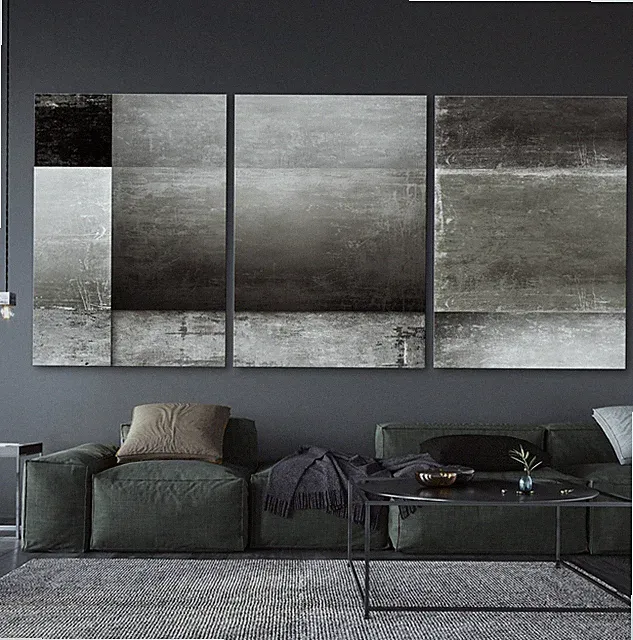 GRAND PATH Leinwandbild Grau Schwarz über Sofa Sessel Modern Garnitur Kunst XXL