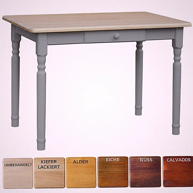 Grau Esstisch mit Schublade Küchentisch Tisch KIEFER HOLZ Landhausstil - NEU