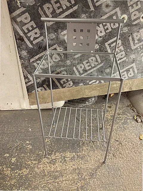 Grau Metall Glas Nachttisch Schrank mit Ablage