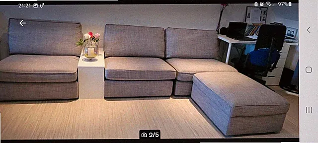 Graues modernes Sofa-Set aus Polyester, 4-teilig mit Hocker, abnehmbares Sitzki...