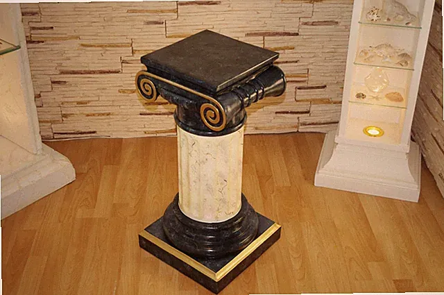 Griechische Möbel Standsäule Blumensäule Marmorsäule Barock Höhe: 61cm Beige