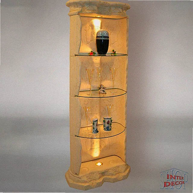 Griechische Säulenvitrine 204 cm Vitrine beleuchtet handbemalt Antik