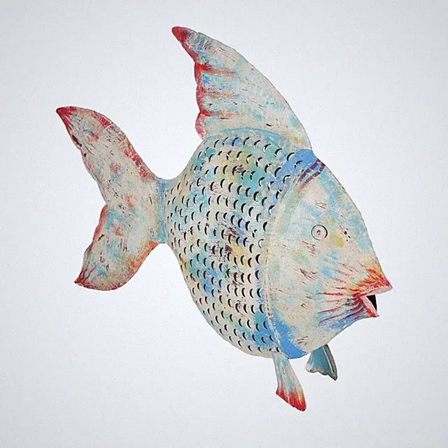 Groß Fisch Dekorativ Zum Aufhängen Restaurant Möbel 119 CM aus Eisen Bunt