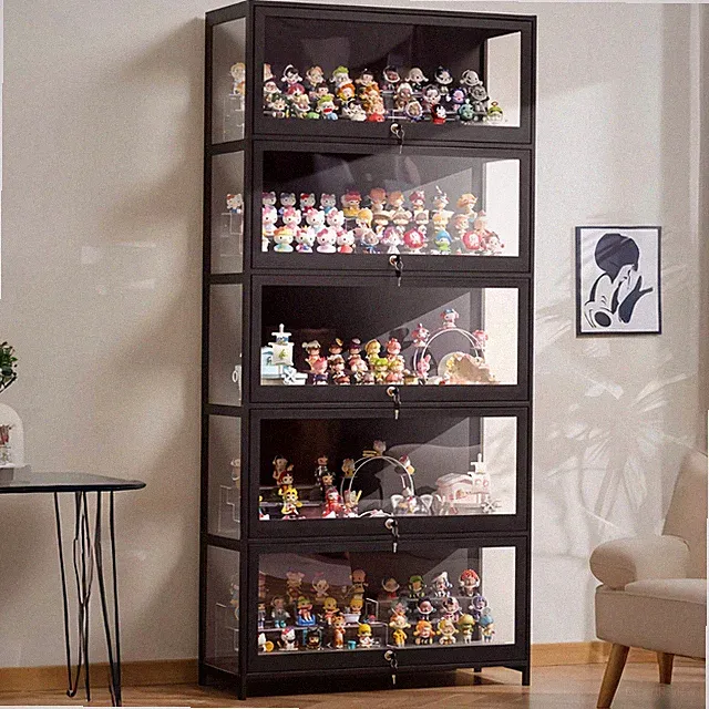 Große Acryl Vitrine Einzelvitrine Figure Modellautos Schaukasten 5 Ebenen schwaz