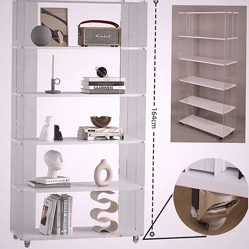 Vitrinenschrank vitrine Kommode Anrichte Standregal Wohnzimmer mit Rollen 164cm
