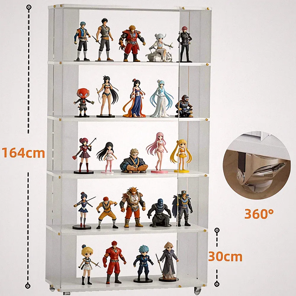 Große Acryl Vitrine Einzelvitrine Figure Modellautos Schaukasten mit Rädern DE
