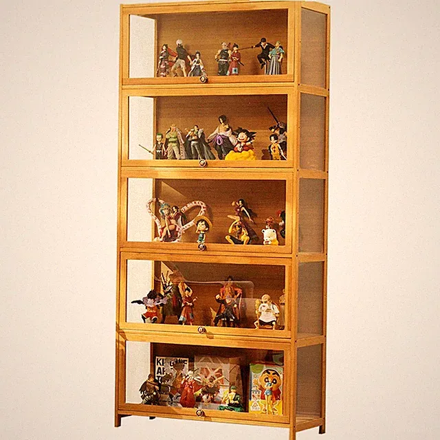 Große Acryl Vitrine Einzelvitrine Figure Modellautos Schaukasten Naturholzfarbe
