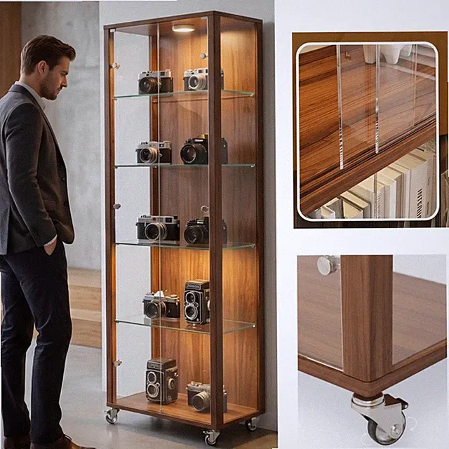 Große Acryl Vitrine Mit 360° Lenkrollen Figure Einzelvitrine Plexiglas 5 Ebenen