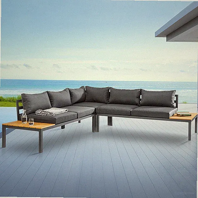 Große Garten Sitzgruppe MIAMI LOUNGE 240cm anthrazit inkl. Kissen Gartenmöbel