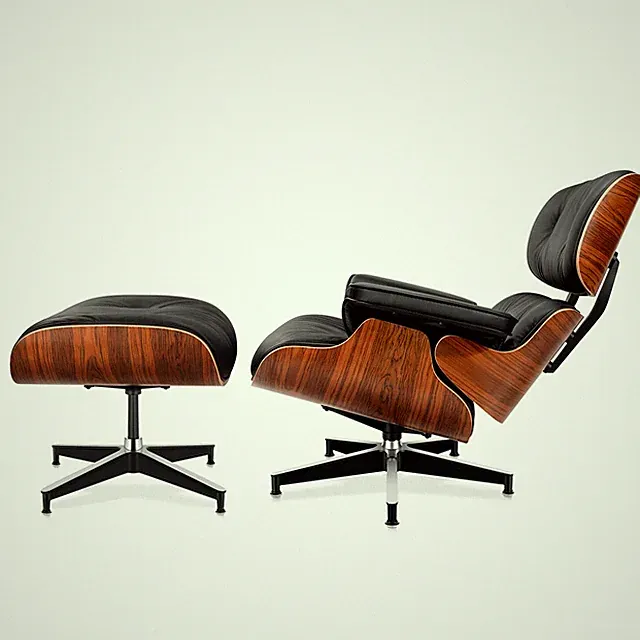 Große Klassischer Lounge Chair mit Ottomane 100% Echtes Leder Sessel Drehstuhl