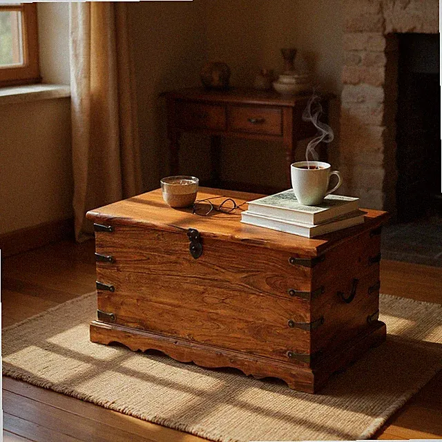 Große Massivholz Truhe Truhe Rustikal Kiste Vintage Decke Aufbewahrung Ottomane Bank