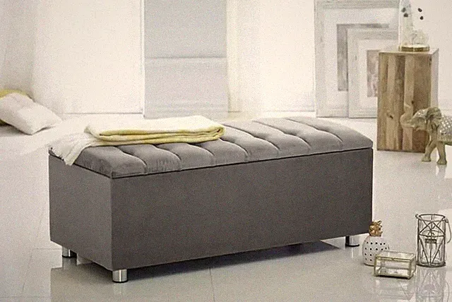 Große Ottomane Box Aufbewahrungsbox Deckenbox Stoff Lift Up Pouf Fußhocker Sitz