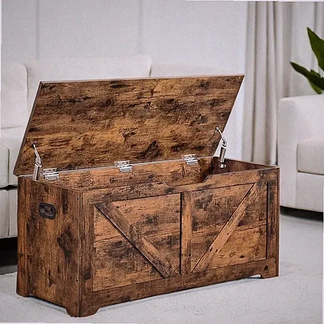 Große rustikale Aufbewahrungstruhe Schuhbank Spielzeug Truhe Box Organizer Industrie Truhe