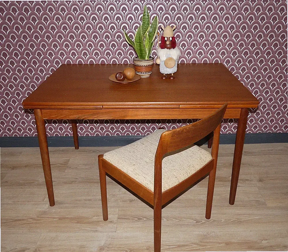 großer 60er Jahre Teak Tisch Esstisch 80x123cm ausziehbar 2,06m mid century 60s