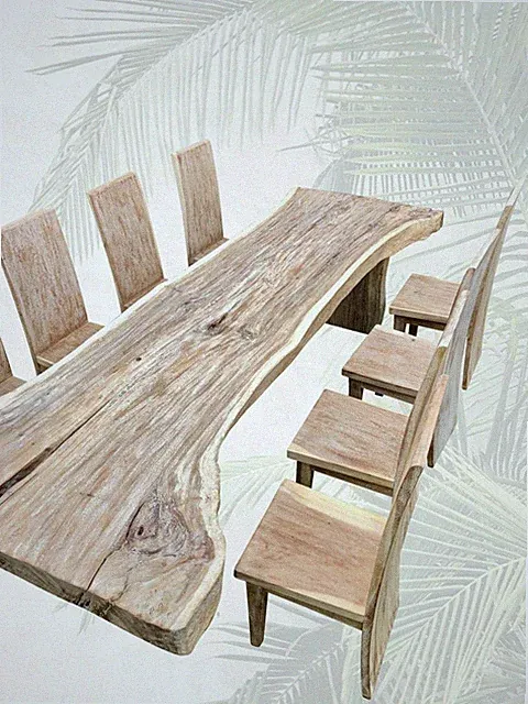 großer Esstisch Massivholz incl 8 Stühlen Baumscheibe Handarbeit Baumstammtisch