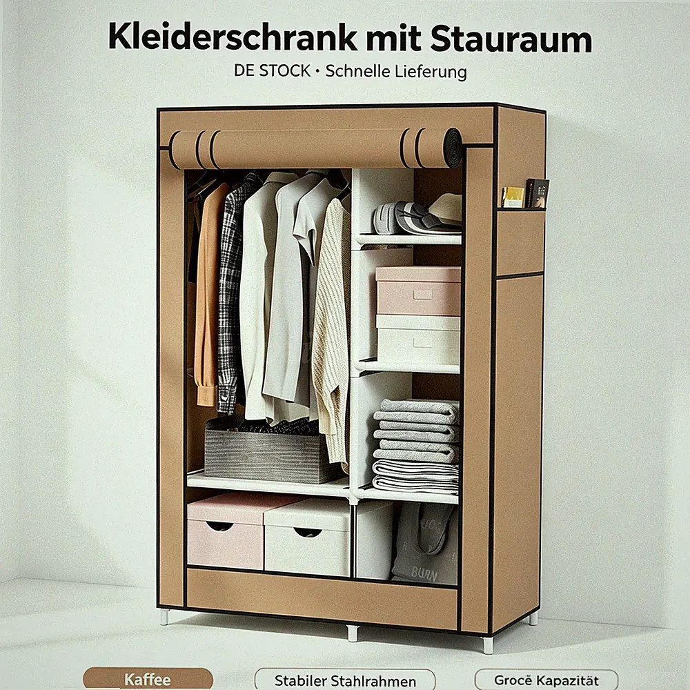 Großer Kleiderschrank aus Stoff Kleiderschrank Tragbarer Schrank 45*104*165CM