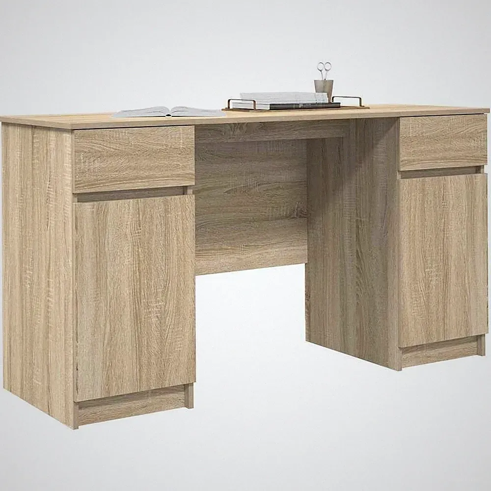 Großer Schreibtisch mit Schubladen und Türen, 140 cm | Computertisch