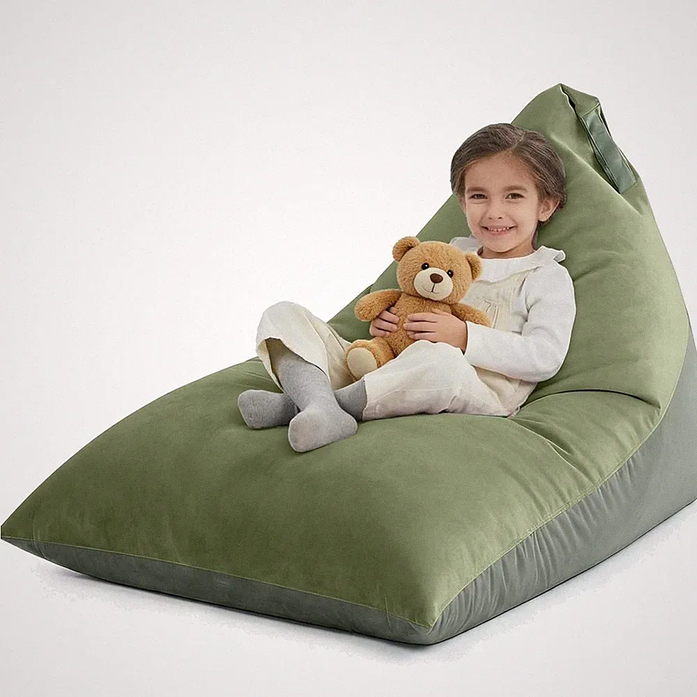 Großer Sitzsack-Bezug ohne Füllung, Kinder & Erwachsene, Samt, 400 l, grün