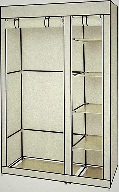 Großer Stoffschrank für Schlafzimmer, Wohnzimmer - Canvas, Beige, 110x45x175cm