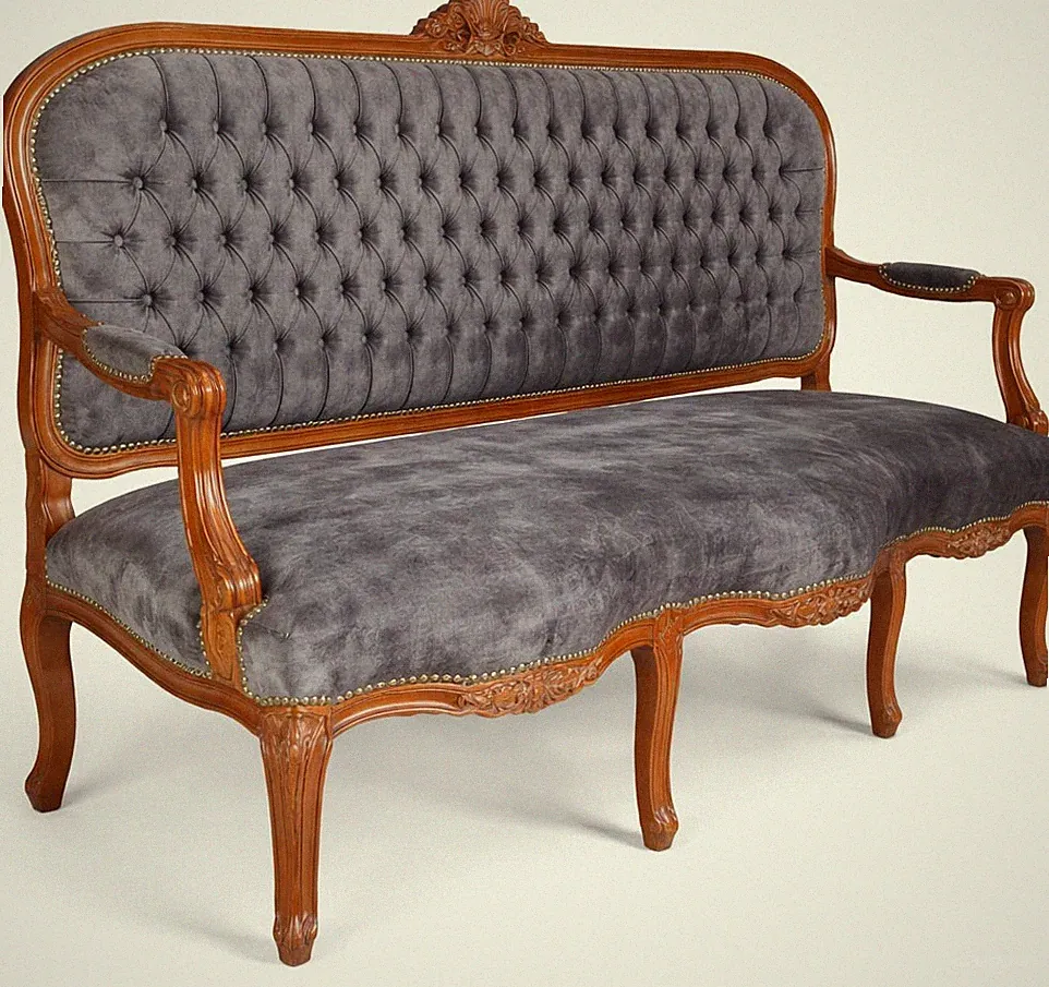 Großes Barock Salon Sofa „Marie Antoinette“ 62 cm, Antik-Look französischer Stil