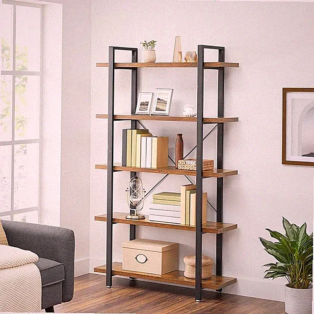 Großes industrielles Bücherregal Holz Vintage Schwerlast Aufbewahrung Vitrine Bücherregal