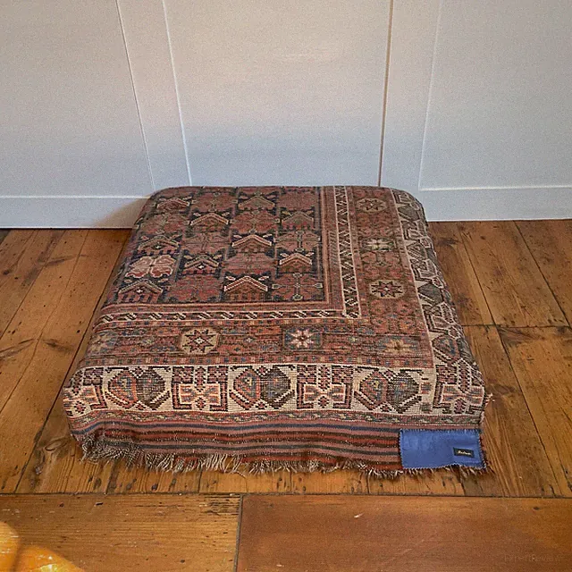 Großes Kelim Bodenkissen Lederbasis Boho Ottomane Kissen Pouffe Marokkanisch