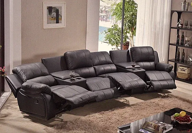 Großes Relaxsofa 4-Sitzer Stoff, elektrische Verstellung, 5129eeee-Cup-42-S