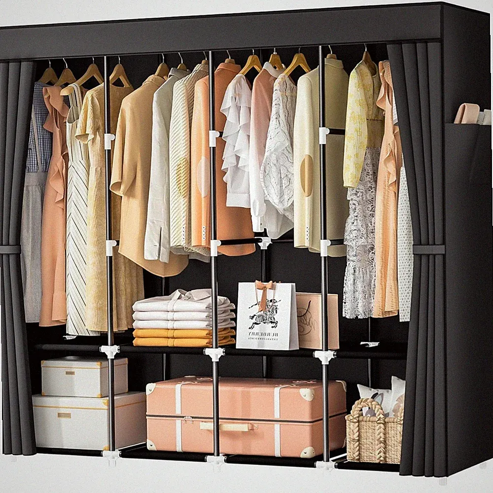 Großzügiger Kleiderschrank aus Stoff für Schlafzimmer und Ankleidezimmer, 168 cm