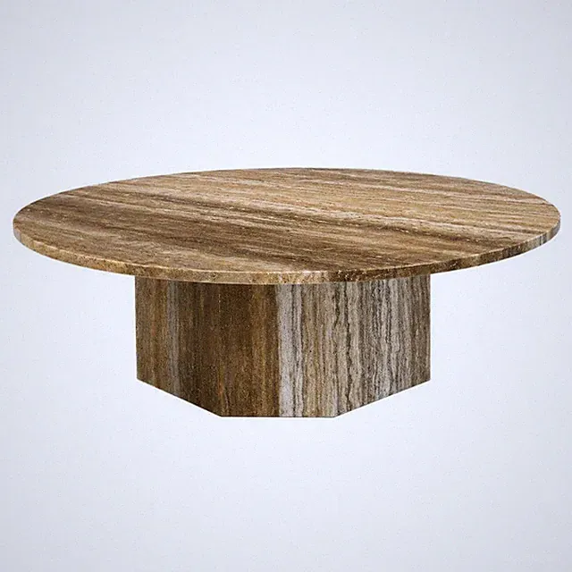 Gubi Couchtisch Epic Grauer Travertinstein Sockel Hexagon