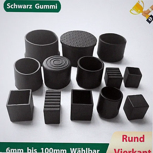 Gummi Fusskappen Stuhlbeinkappen Schutzkappen Rund/Vierkant Rohrkappen Möbelfüße