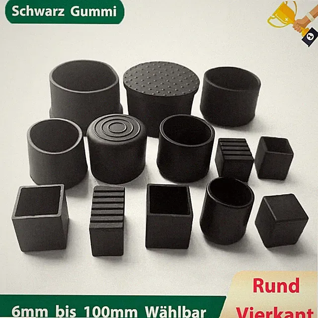 Gummi Fusskappen Stuhlbeinkappen Schutzkappen Rund/Vierkant Rohrkappen Möbelfüße